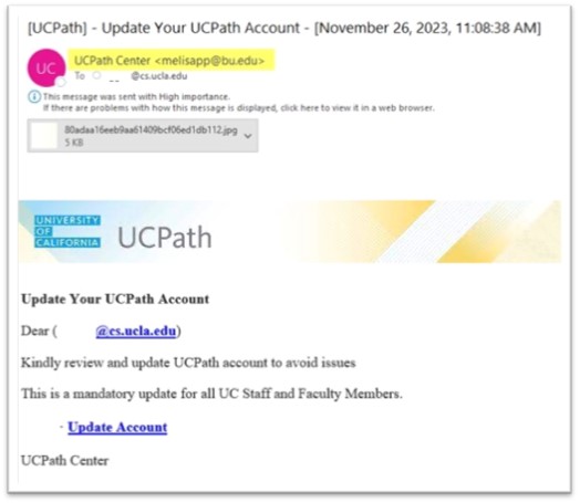 Beware of Phishing Emails Impersonating UCPath